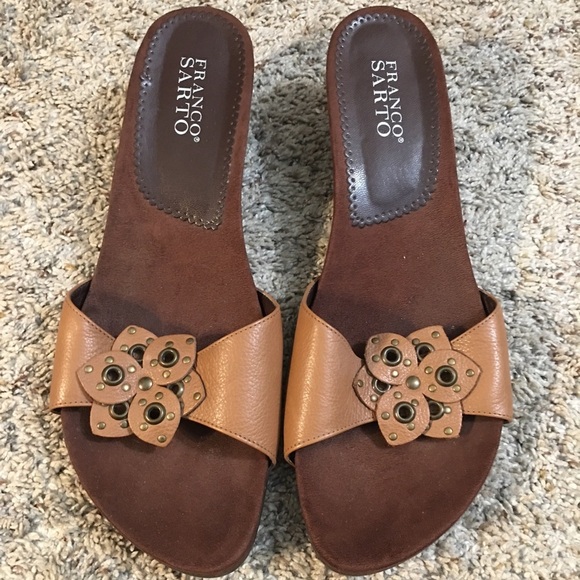 Franco Sarto Brown Leather Sandals - Picture 2 of 7